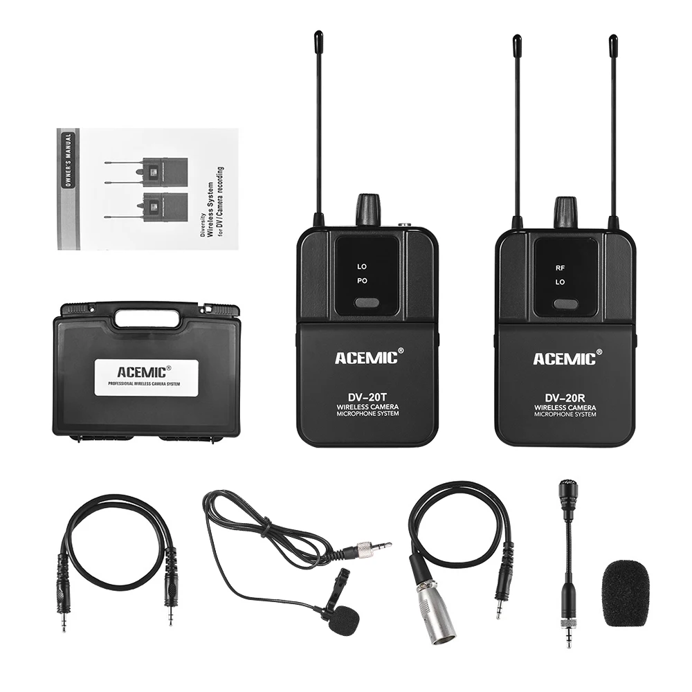 DV 20 UHF Беспроводная микрофонная система Lavalier Mic 100 м эффективный диапазон для