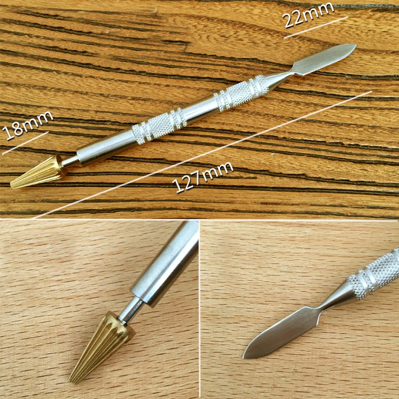 

DIY Stainless Steel Hand Leather Edge Oil Pen Stainless Steel Dual Head Glue Painting Roller Stick For Leather Handicraft Tool