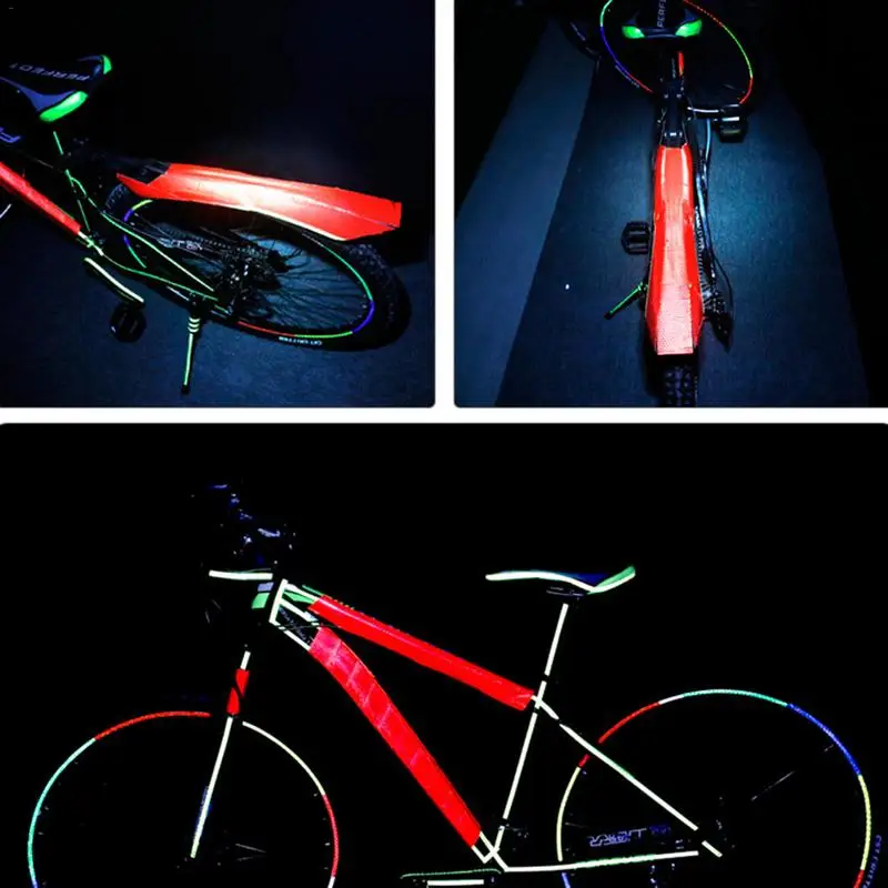 Светоотражающие наклейки для тела велосипеда, для ночной езды, для безопасности, водонепроницаемые, широкие наклейки, светоотражающая Предупреждение ющая лента