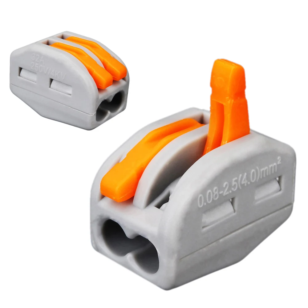 

10pc 0.08-2.5mm2 Wire Connector Pin Lever Conductor Terminal 2 Way Push Fit Block Electric Cable Wire Connector Terminal Block