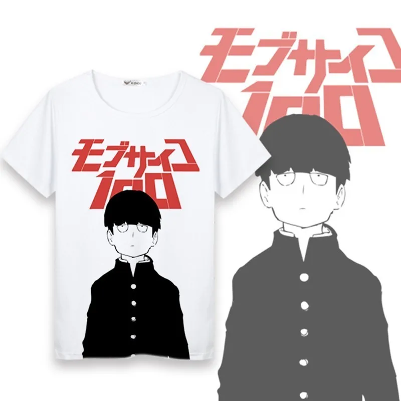 

Casual T Shirt Men for Anime Mob Psycho 100 O-Neck Mens T-shirts Mobu Saiko Hyaku Shigeo Printed Short Sleeve Tops Tee Shirts