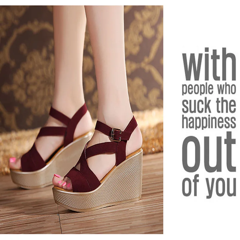 SWYIVY Wedge Sandals Shoes Women Platform Sandals Summer Shoes Casual Female 2019 Cross Strape Bohemian Chunky Sandal For Woman