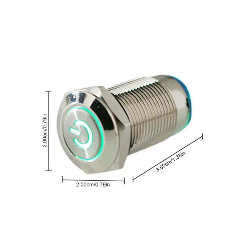 16 мм 12 В 24 в серебристый водостойкий самоблосветодио дный кирующийся светодиодный переключатель питания металлический переключатель на выключенном выключателе автоматический инструмент кнопочный переключатель