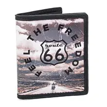 Route 66 модель Висконсин кошелек, изменить кошелек, молодой кошелек и держатель карт Холст Печатный Черный цвет