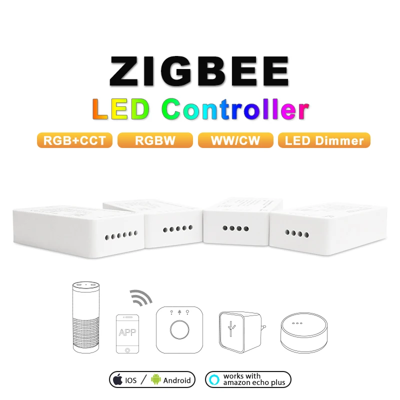  ZIGBEE ZLL RGBCCT RGBW RGB WWCW Dimmer ControllerDC12/24VAPP controlColor and Brightness Adjustable