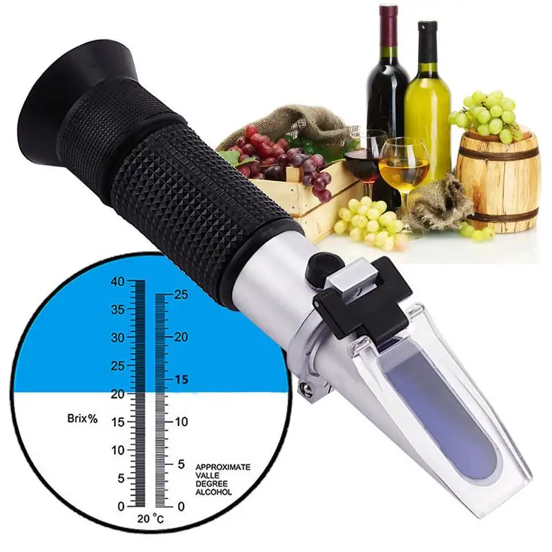 

Handheld Alcohol Refractometer RHW-25 Brix Scale ATC ( 0-25% VOL ) Oenometer