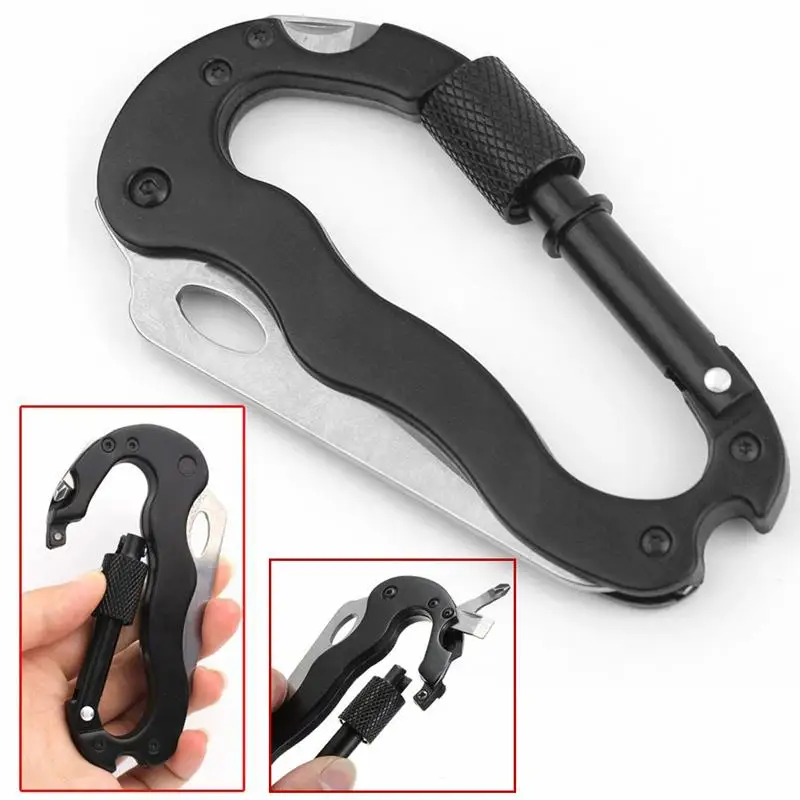 En oferta EDC-cuchillo plegable multiusos para acampar, herramienta multifuncional con hebilla colgante para senderismo, escalada de montaña, equipo al aire libre X1JQG73Q