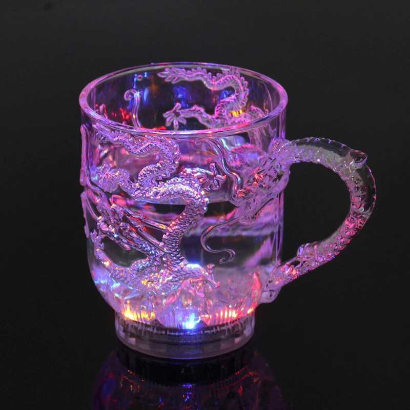 BalleenShiny акриловые креативные светящиеся чашки для воды, вина, алкоголя, дракона, выгравированные светящиеся чашки, красочный светильник, посуда для напитков, барные инструменты