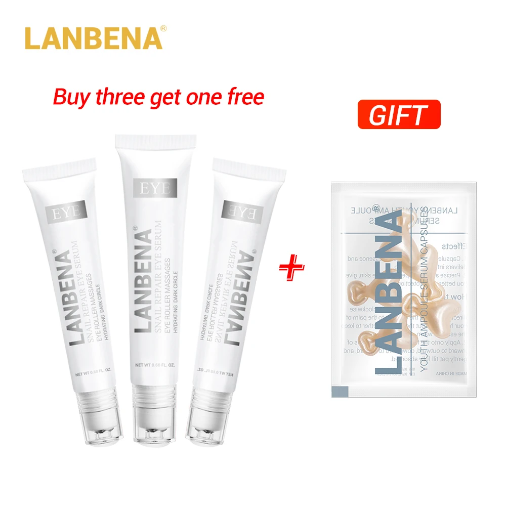 

Buy 3 Get 1 Gift Lanbena Snail Repair Eye Cream 3pcs + Moisturizing Ampoule Capsule Facial Cream Serum Anti-aging Skin Care