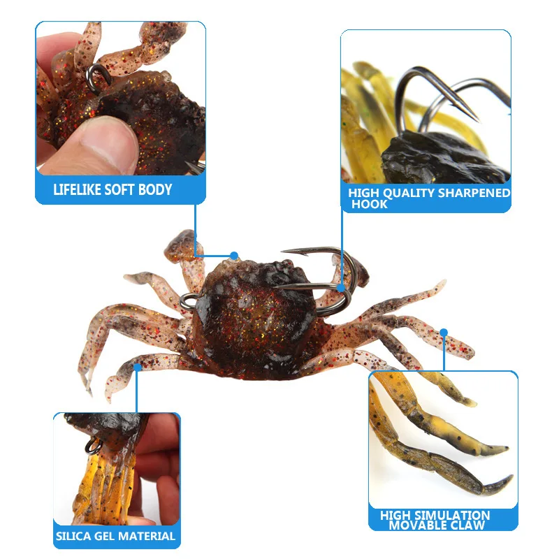 

2019 Soft Fishing Crab Lures Bait 3D Fishing Lures 34.5g 80mm Artificial Bait With Sharp Hooks Jigging Lure Sea Creature Tackle
