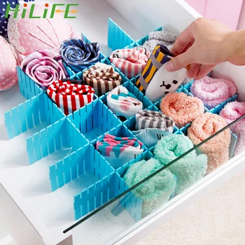 

HILIFE 4 pcs/set For Underwear Socks Storage Drawer Wardrobe Clapboard Partition DIY Grid Drawer Separator Divider Adjustable