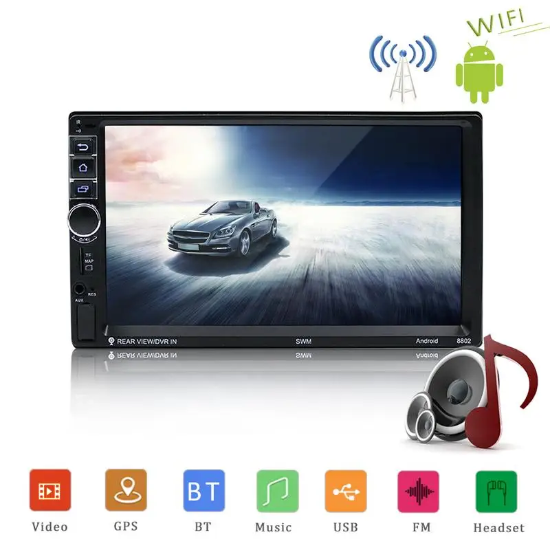 

7" Car Player 2 Din HD Touch Screen GPS Navigation Bluetooth Hands-free Calls FM Audio Radio MP5 Player Steering Wheel Control