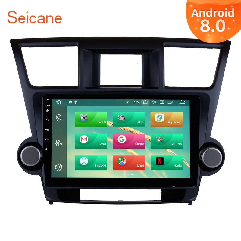 Seicane gps автомобильный 1Din Android 9 0 HD 10 1 &quotРадио для Toyota Highlander 2009 2010 2011 2012 2013 2014