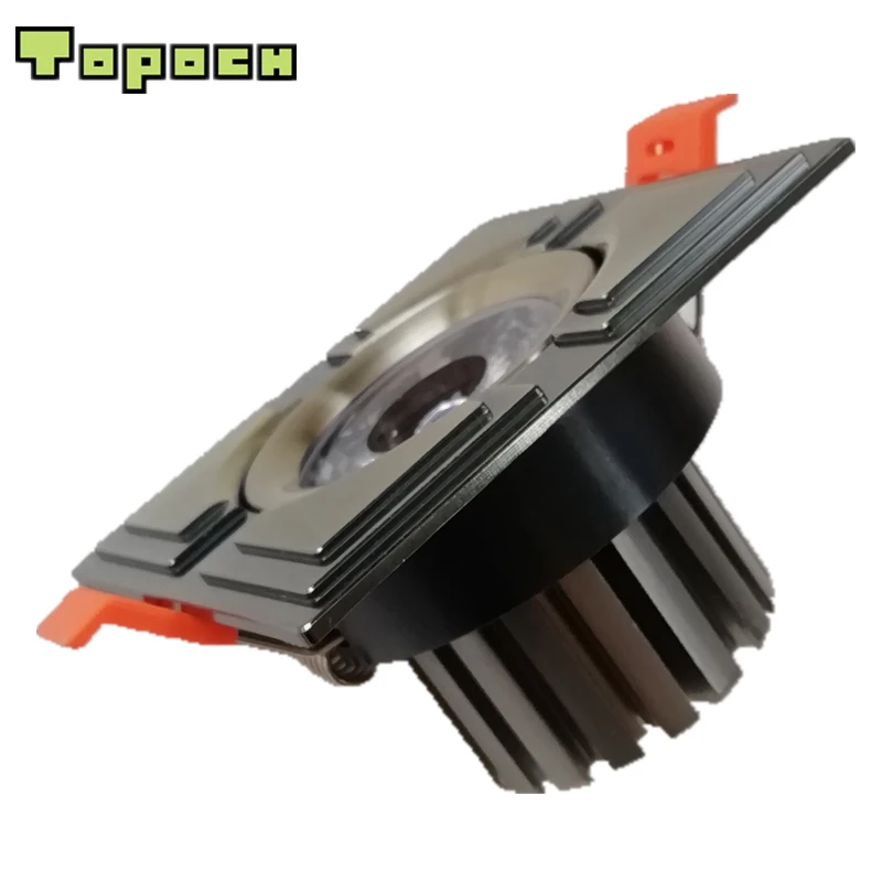 

Topoch Downlight Square 7W LED 4-Pack Bronze/Golden CNC Machining Aluminium Spring Clips Mount AC100-240V for Interior Lighting