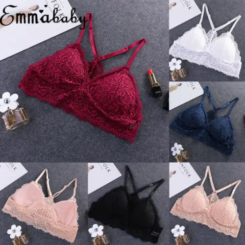 Горячая сексуальная Женская Вышивка Кружева Strappy цветочные кружева Bralette Camisoles Обрезанные Топы Пуш-ап нижнее белье без подкладки Новинка