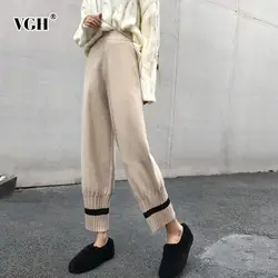 VGH осень зима женские ботильоны длина брюки женский хит цвета Высокая талия свободные широкие брюки 2019 Модная одежда новый