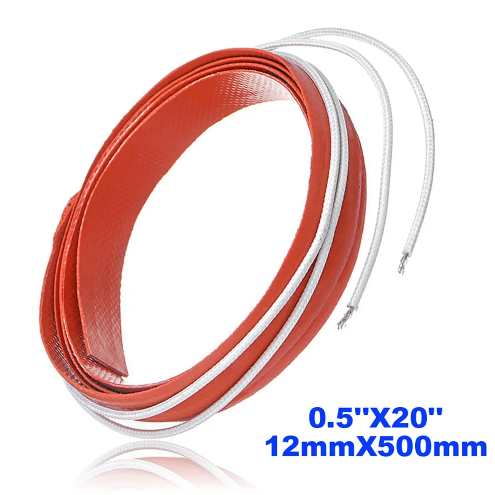 

50W 12V Electric Heating Pads 12x500mm Silicone Heater Thermal Heating Strip Flexible Line Heater Strap For Injector Heated New