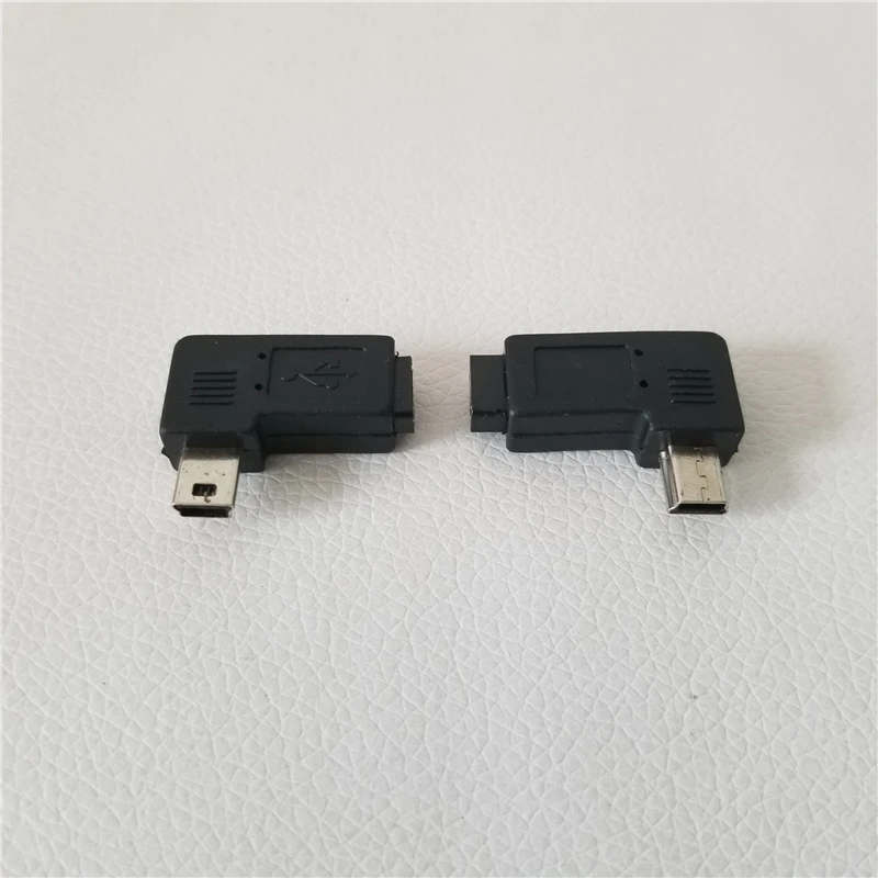 Мини USB штекер к Micro 5Pin гнездо 90 градусов левый фоторазъем черный|Компьютерные