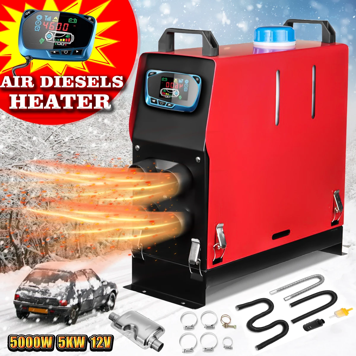 

Car Heater 5KW 12VFor Trucks Motor-Homes Boats Bus +Newest LCD key Switch +Silencer 5000W Air Diesels Heater