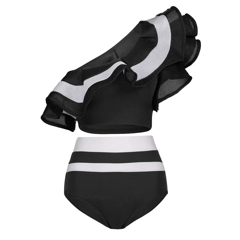 Summer 2 Piece Shorts Set Women New Beach Sexy Stripe Tank Tops One Shoulder Slim Backless Crop Top Ruffle Black Ladies Outfits Summer 2 Piece Shorts Set Women New Beach Sexy Stripe Tank Tops One Shoulder Slim Backless Crop Top Ruffle Black Ladies Outfits