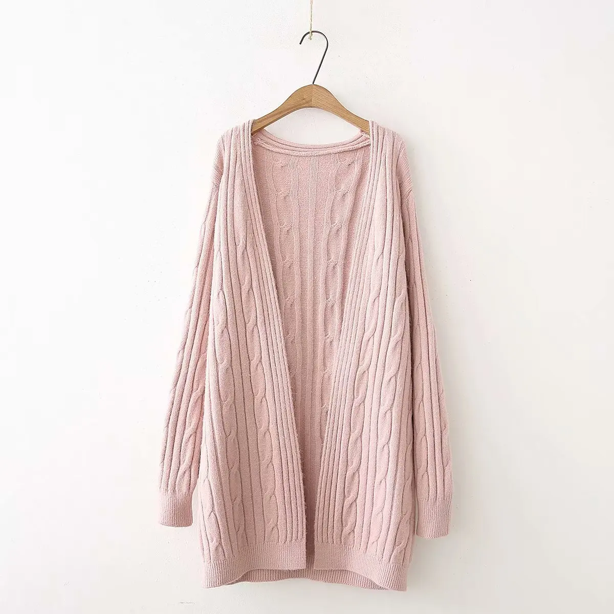 2019 Spring New Pattern Hemp Flowers Weave Long Cardigan Sweater Woman |