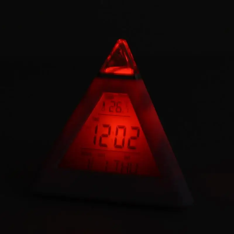 7 светодиодный цветной будильник Пирамида цифровой ЖК-термометр модный домашний офис гостиная украшения аксессуары для поставщиков