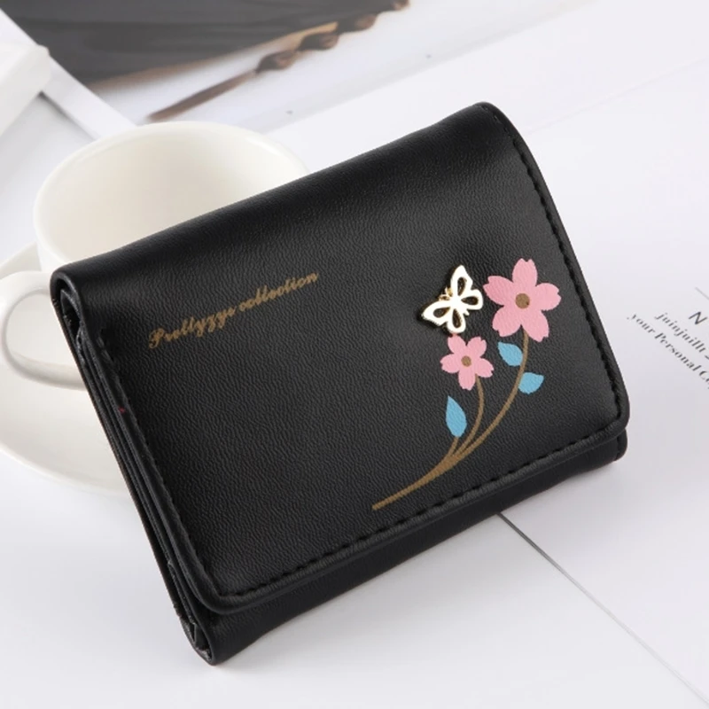 

Short Embossed Flower Women's Wallet Korean Version 3 Fold Small Fresh Wallet Wallet Female Coin Purse