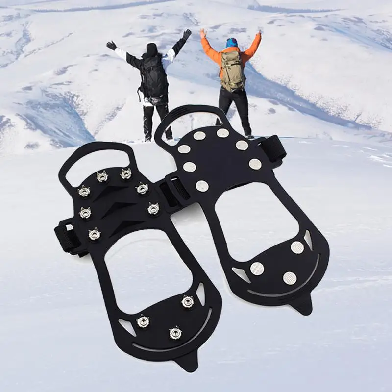 

1 pair Outdoor Snow Ice Gripper 10 Nails Ice Crampons Strap Climbing Cleats Spikes Non Slip Boots Silicone Covers Shoes Grip
