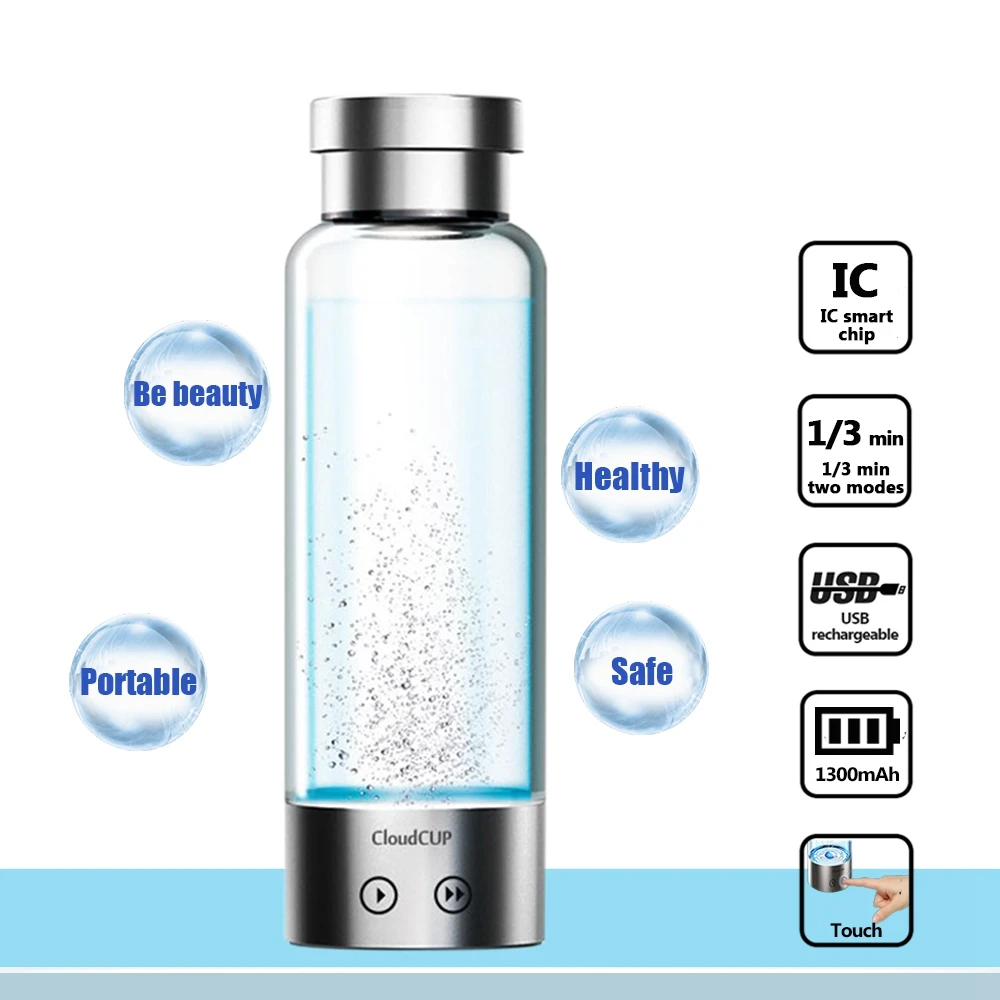 

480ml Portable Hydrogen-Rich Water Bottle Ionizer Generator Cloud Cup Titanium Electrolysis Oxygen Anti-Aging Hydrogen Water