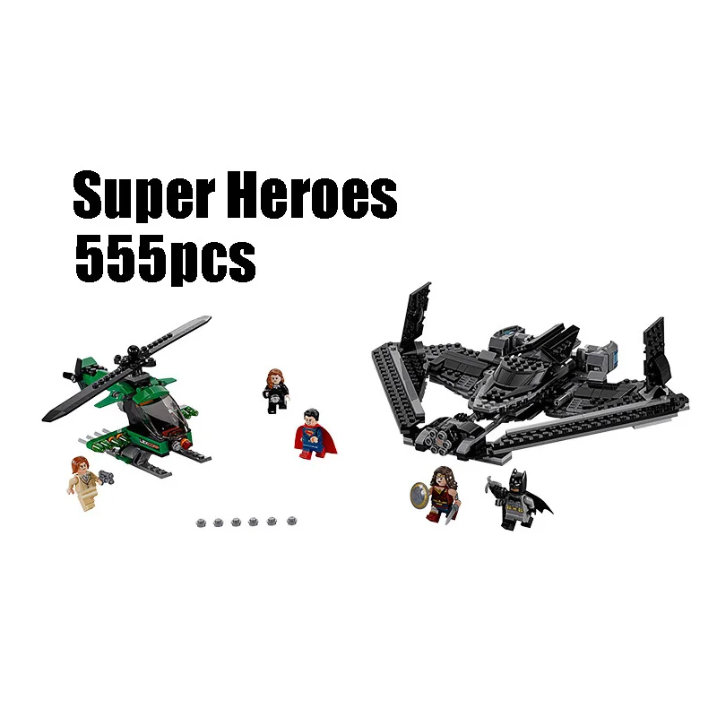 

Compatible batman 76046 Lepin 07019 555pcs super heroes movie blocks Sky High Battle toys for children building blocks