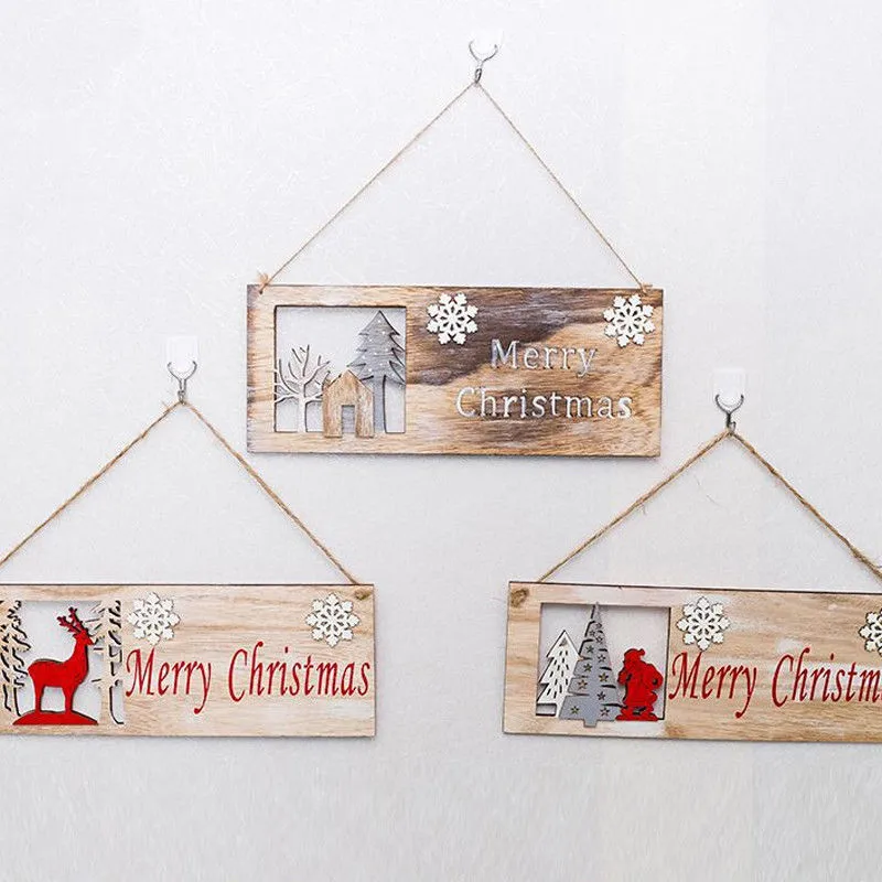 

Xmas Tree Pendants DIY Hanging Wooden Decor 2019 Christmas Elk Deer Ornaments Decoration Store Home Door Pendants Party Decor