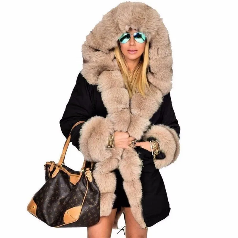 Plus Size S-5XL Winter Jacket Coat 2018 New Fashion Women Hooded Overcoat Faux Fur Cotton Fleece Female Parkas Hoodies Long Coat