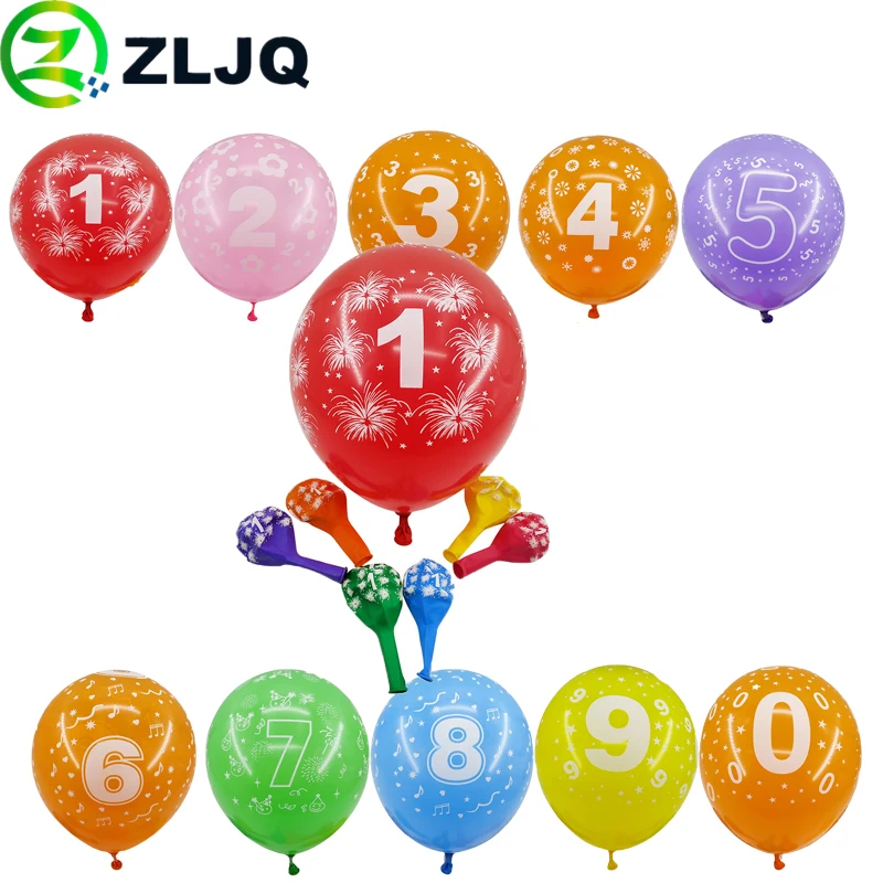 

ZLJQ 20pcs Printing Number Balloons Child Birthday Party Decorations 12inch Latex Helium Balloon Wedding Home Decor Baby Show 7J