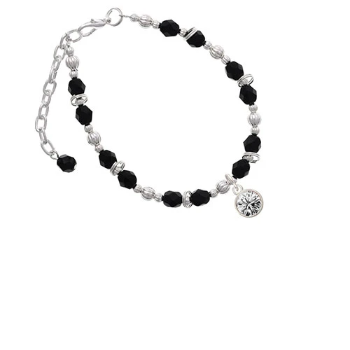10mm Clear Crystal Drop Black Beaded Bracelet |