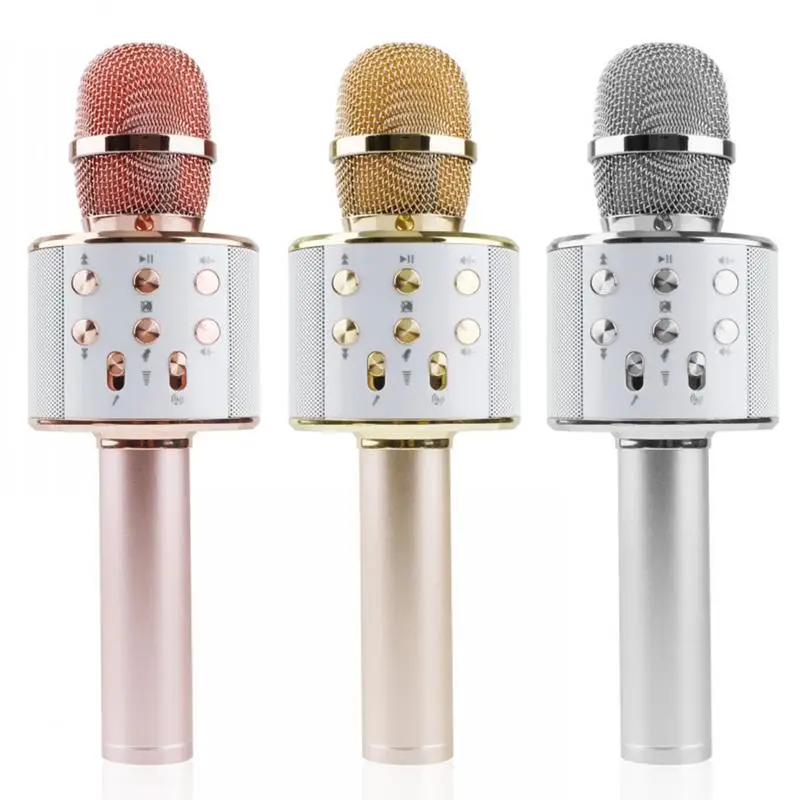 

Wireless Microphone Handheld Portable Bluetooth Sing Own Speaker Non-slip Sweatproof Anti-interference USB Interface TF Card