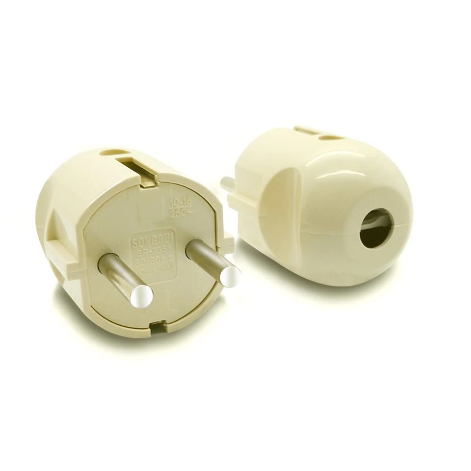 

EU Plug 2 Round Pin AC Electrical Power German Type F Schuko Rewireable Plug Male Socket Adaptor Outlet Extension Cord Connector