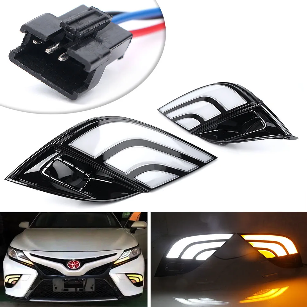 LED Daytime Running Light Turn Signals for Toyota Camry 2018 White Yellow Bluein Signal Lamp
