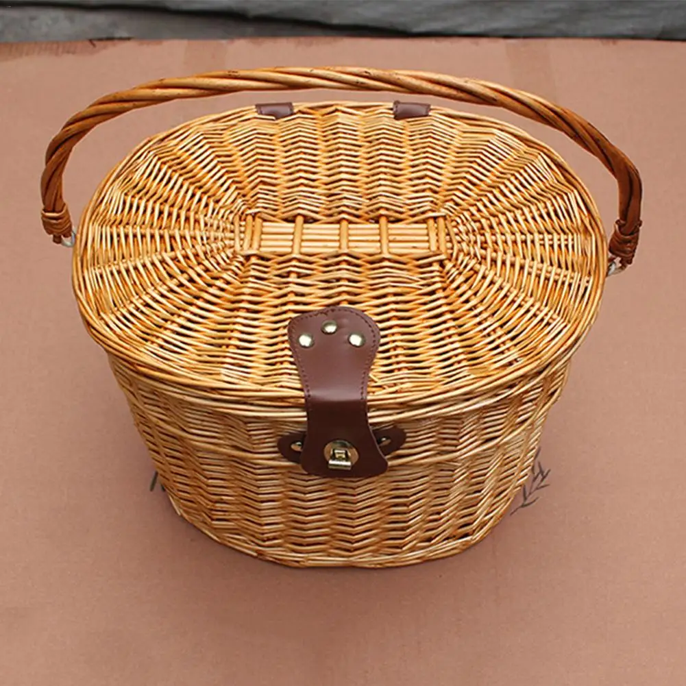 

Outdoor Bicycle Basket Environmentally Friendly Rattan Willow Hand Woven Basket Bicycle Accessories