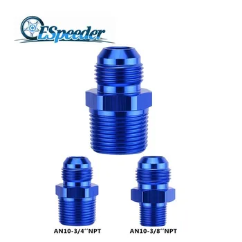 

ESPEEDER Blue Male AN10 to 3/8'' 3/4"NPT Straight Flare Pipe Thread Fittings Adaptor Aluminum Alloy Hose Adapter Engine Parts