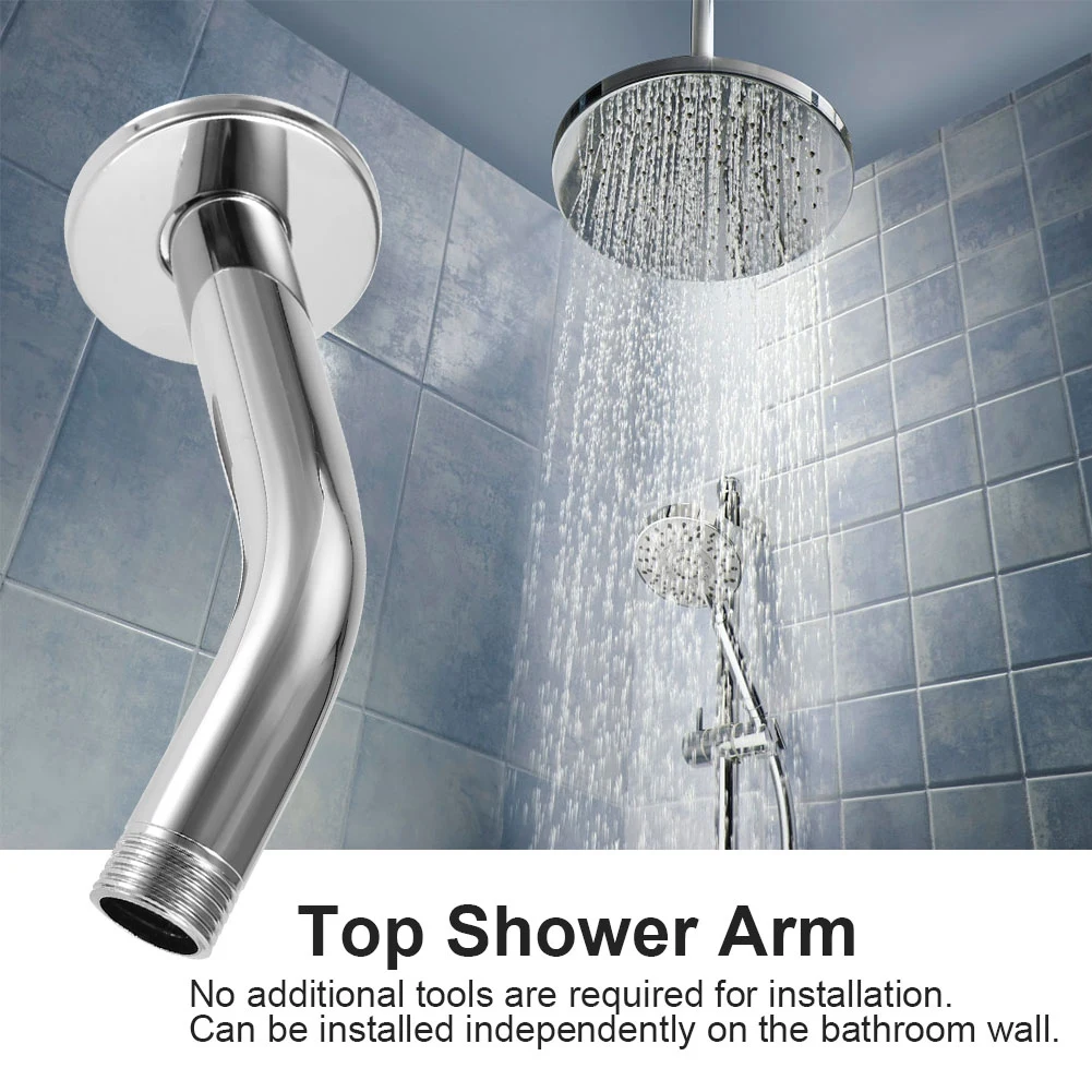 

6'' Stainless Steel Round Top Shower Arm Pipe Wall Mount for Bathroom Ceiling Shower Head Extension douche coude