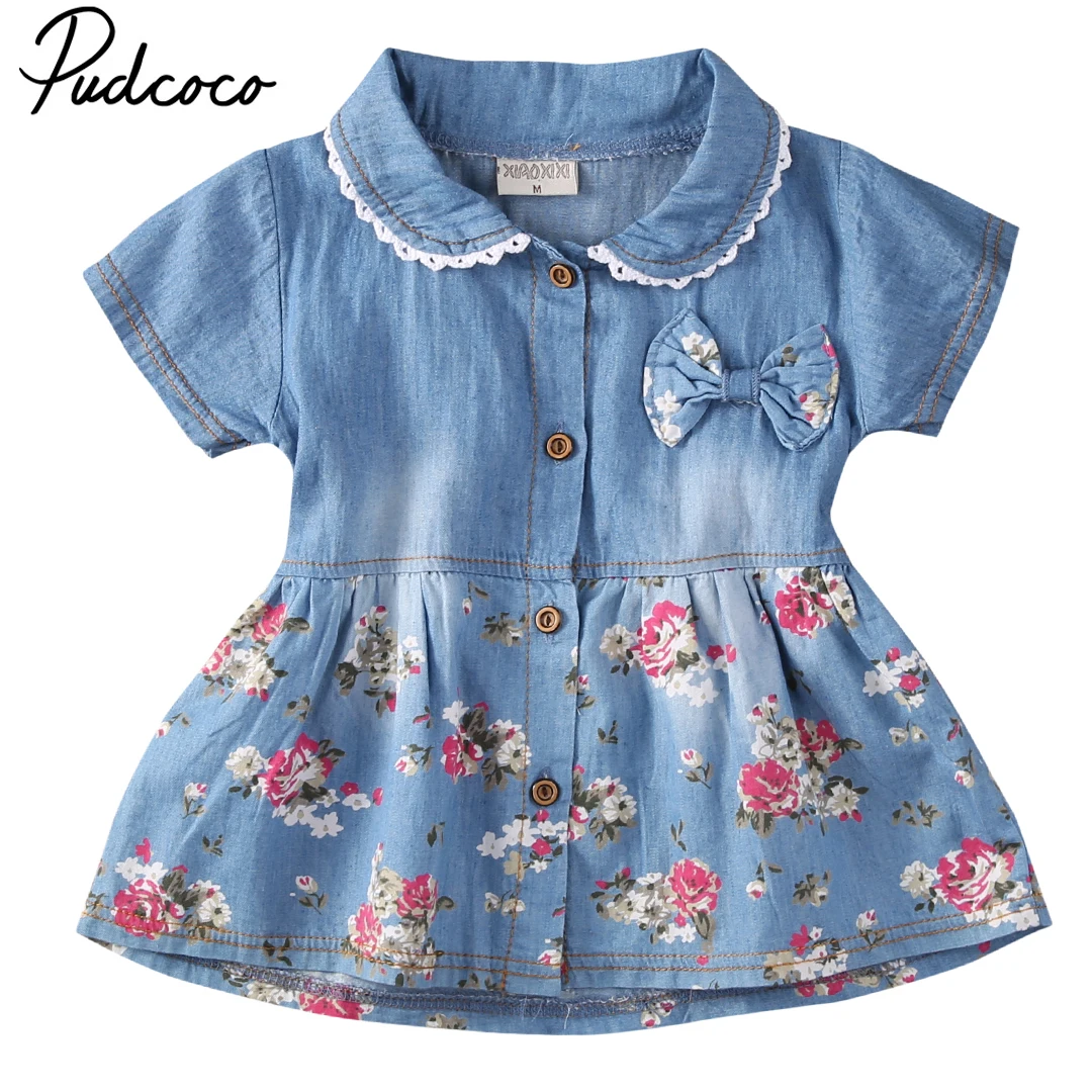 

Pudcoco Flower Girl Summer Princess Denim Jean Dress Kid Baby Party Wedding Popular Dresses Clothes Autumn New