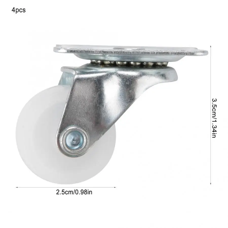 Стула 4 шт. 1 дюймов вращающиеся колесики белый PP роликовые колеса для мебель на колесиках колеса для тележки