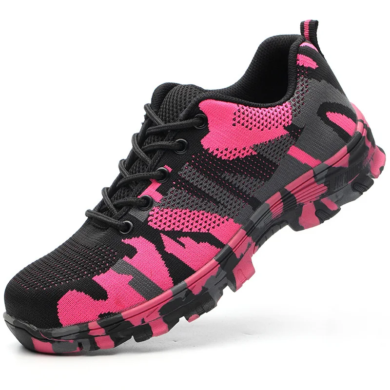 

Women Work Shoes Camouflage Outdoor Protection Safety Shoes Steel Toe Cap Slip Breathable Safety Boots Women's Shoes