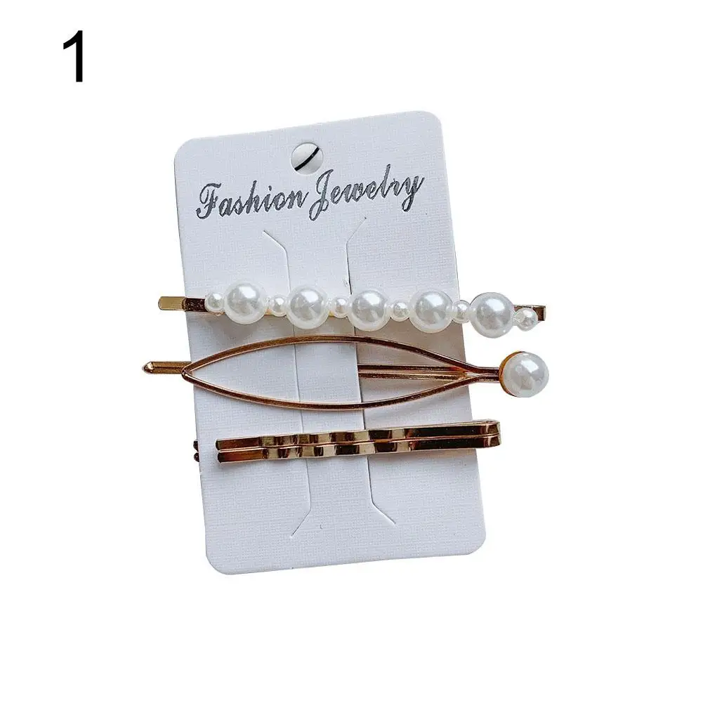 

3PCS Simple Pearl Head Clip Snap Hair Barrette Stick Hairpin Elegant Hair Accessories Beauty Styling Tools For Women Girls Hot