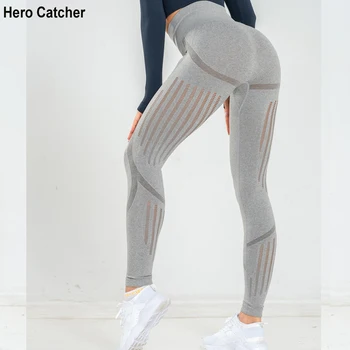 

Hero Catcher-10 New Hollow Leggings Breathable Push Up Fitness Leggings High Waist Workout Legging For Women Quick Dry Jeggings