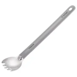 Титановая длинная ручка Spork с полированной чашей для кемпинга