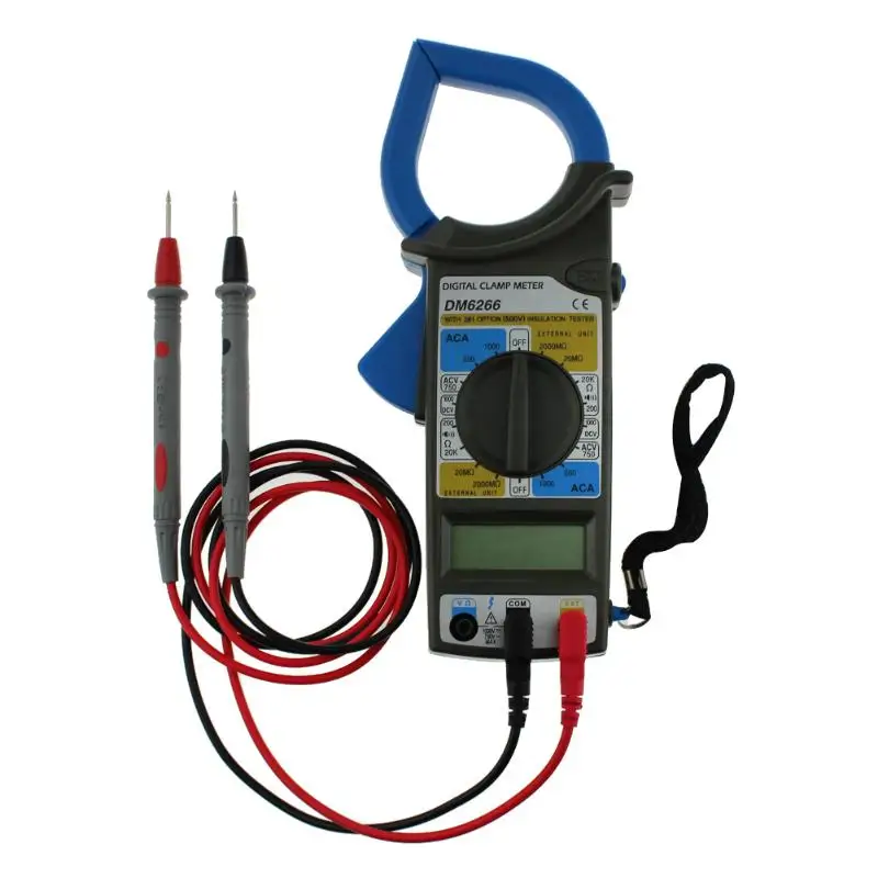 

DM6266 LCD Digital Clamp Meter AC DC Current Voltage Resistance Tester Blue