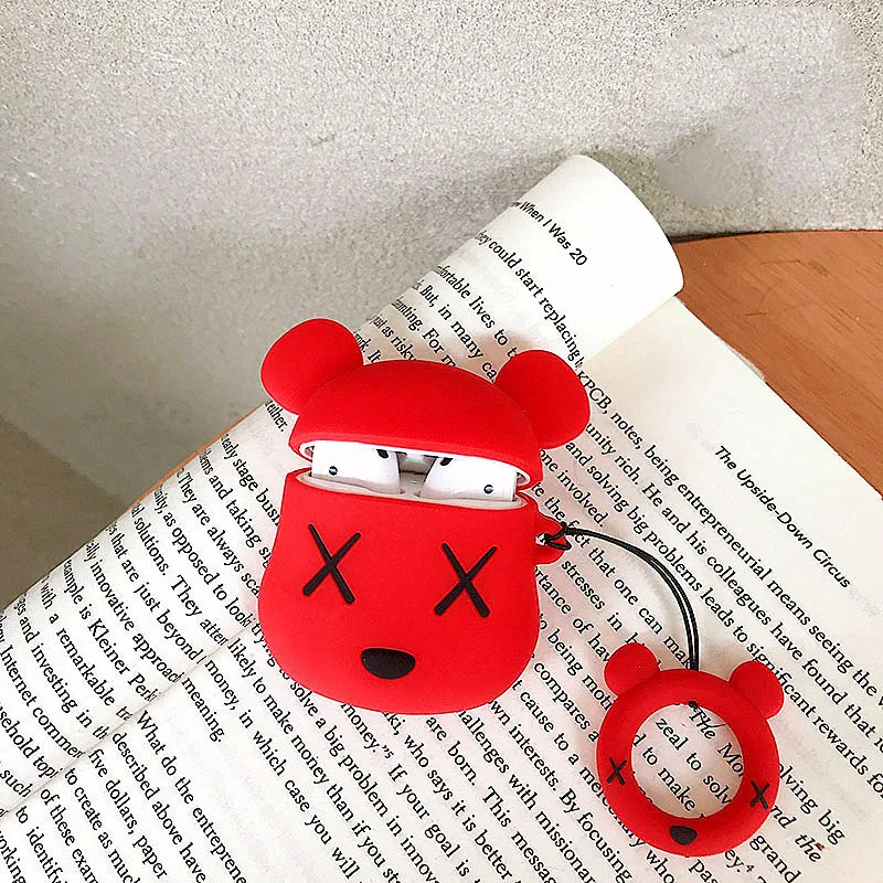 Soft Silicone airpods Case for apple airpods 1/2 Tws Charging Box Cartoon Violent Bear Earphone Case Protective cover coque