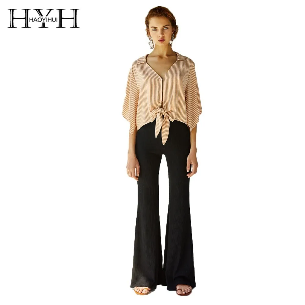 

HYH HAOYIHUI Women Draped Thread Slim Slimming Flared Pants Office Lady Temperament Commuting Boot Cut Trousers