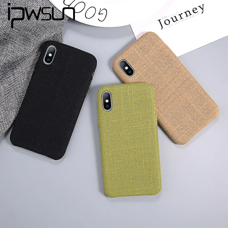 

iPWSOO Solid Color Case For iPhone 6 6S 7 8 Plus X XR XS Max Case Simple Fabric Cloth Texture Soft PU For iPhone 7 Phone Cover